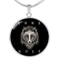 Lone Wolf Circle Necklace Stainless Steel or 18k Gold 18-22" - Express Your Love Gifts