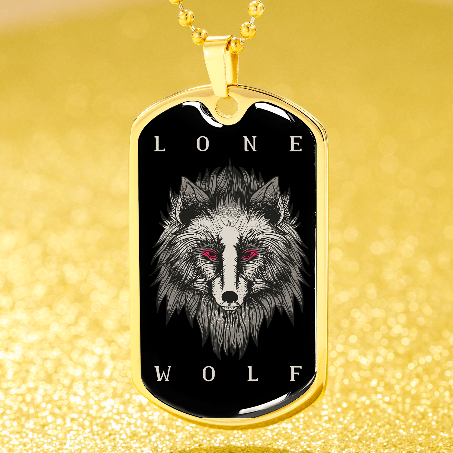Lone Wolf Dog Tag Stainless Steel or 18k Gold 24" Chain - Express Your Love Gifts