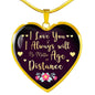 Long Distance Relationship Gift Stainless Steel 18k Gold Heart Pendant 18-22" - Express Your Love Gifts