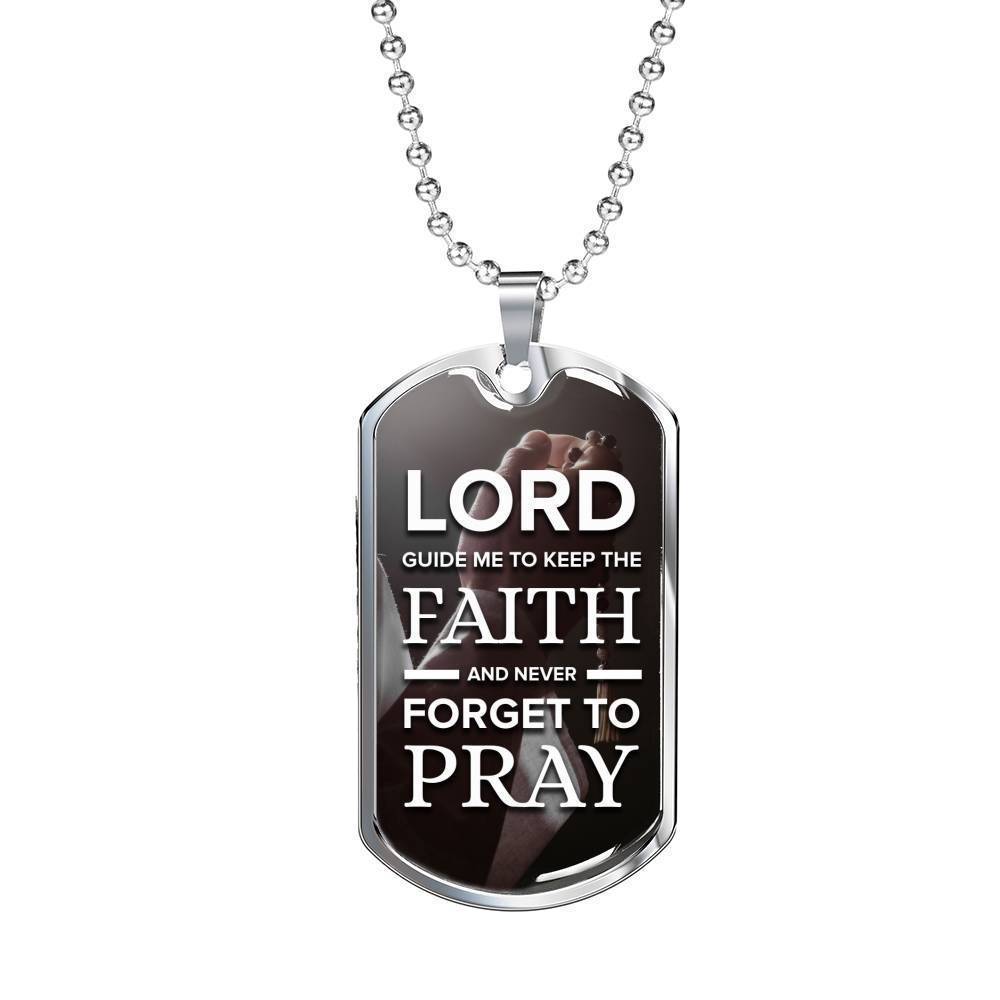 Lord Guide Me Catholic Necklace Stainless Steel or 18k Gold Dog Tag 24" Chain-Express Your Love Gifts