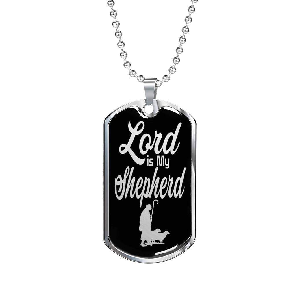 Lord Is My Shepherd Dog Tag Stainless Steel or 18k Gold 24" Chain - Express Your Love Gifts