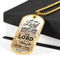 Lord Is My Strength Psalm 27:1 Necklace Stainless Steel or 18k Gold Dog Tag 24" Chain-Express Your Love Gifts