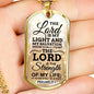 Lord Is My Strength Psalm 27:1 Necklace Stainless Steel or 18k Gold Dog Tag 24" Chain-Express Your Love Gifts