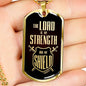 Lord Is My Strength Psalm 28:7 Stainless Steel or 18k Gold Dog Tag 24" Chain-Express Your Love Gifts