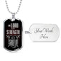Lord Is My Strength Psalm 28:7 Stainless Steel or 18k Gold Dog Tag 24" Chain-Express Your Love Gifts