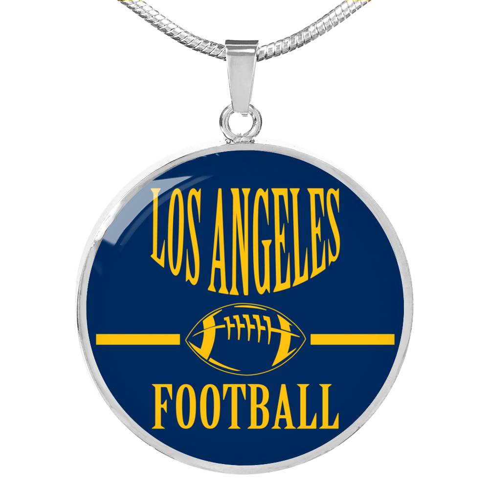Los Angeles Circle Pendant Football Fan Necklace Stainless Steel or 18k Gold 18-22" - Express Your Love Gifts