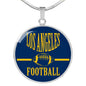 Los Angeles Circle Pendant Football Fan Necklace Stainless Steel or 18k Gold 18-22" - Express Your Love Gifts