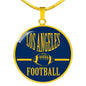 Los Angeles Circle Pendant Football Fan Necklace Stainless Steel or 18k Gold 18-22" - Express Your Love Gifts