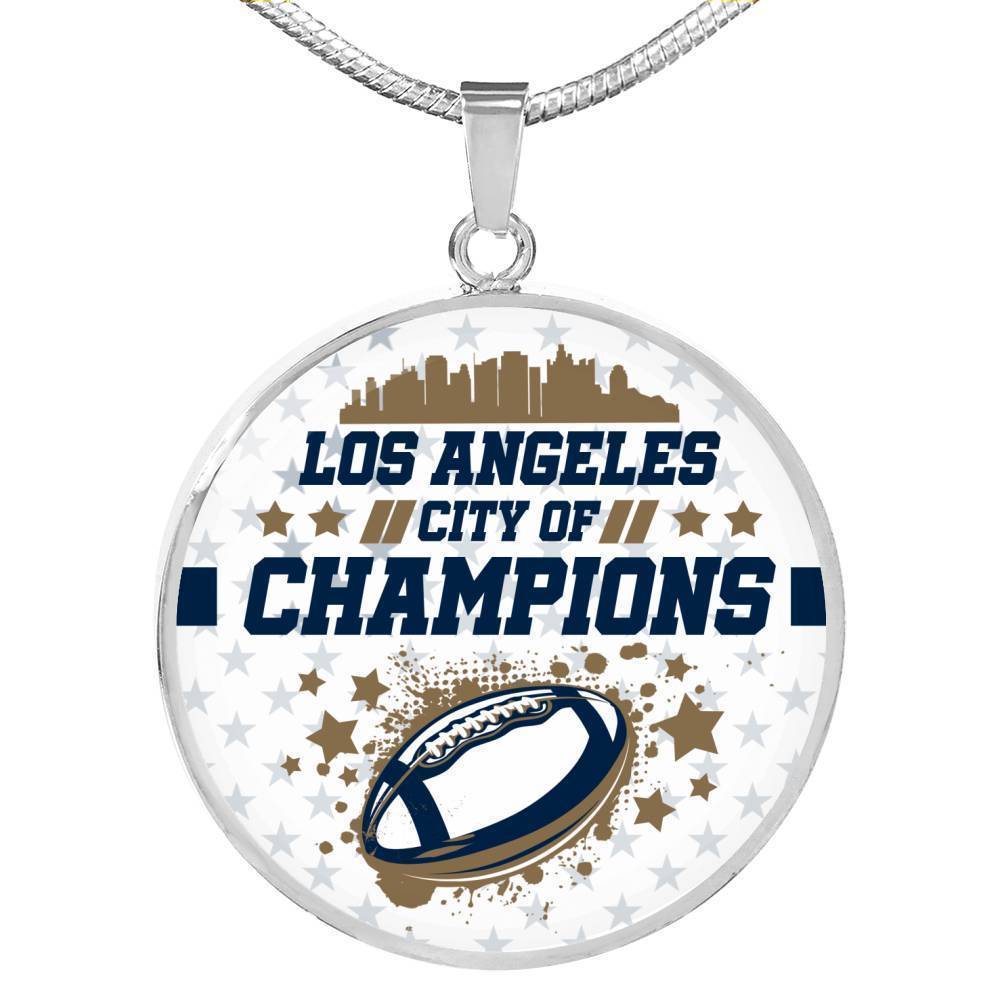 Los Angeles City Of Champions Circle Pendant Stainless Steel or 18k Gold 18-22-Express Your Love Gifts