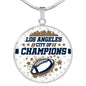 Los Angeles City Of Champions Circle Pendant Stainless Steel or 18k Gold 18-22-Express Your Love Gifts