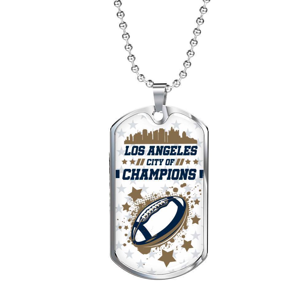 Los Angeles City Of Champions Necklace Stainless Steel or 18k Gold Dog Tag 24" Chain-Express Your Love Gifts