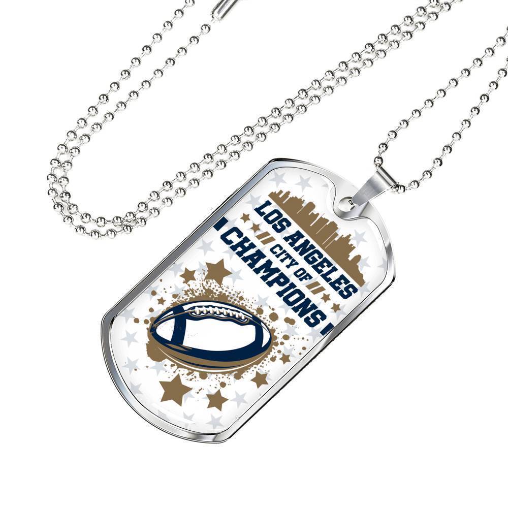 Los Angeles City Of Champions Necklace Stainless Steel or 18k Gold Dog Tag 24" Chain-Express Your Love Gifts