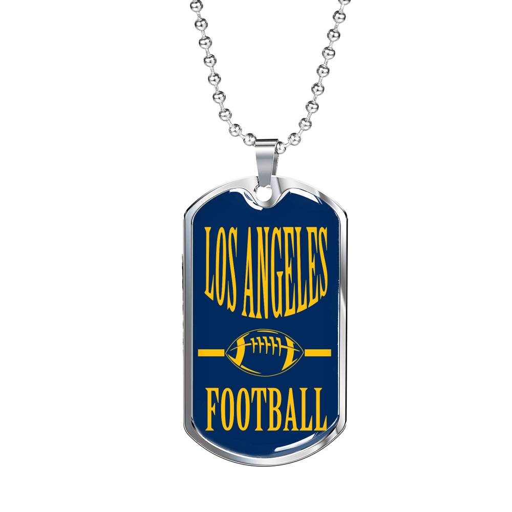 Los Angeles Football Fan Necklace Dog Tag Stainless Steel or 18k Gold 24" Chain - Express Your Love Gifts