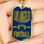 Los Angeles Football Fan Necklace Dog Tag Stainless Steel or 18k Gold 24" Chain - Express Your Love Gifts