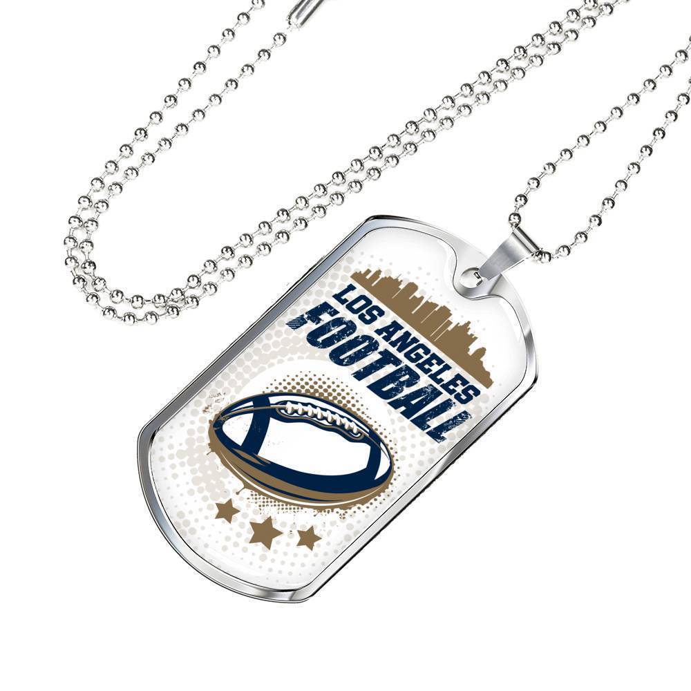 Los Angeles Football Necklace Stainless Steel or 18k Gold Dog Tag 24" Chain-Express Your Love Gifts