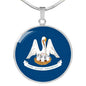 Louisiana State Flag Necklace Stainless Steel or 18k Gold Circle Pendant 18-22" - Express Your Love Gifts