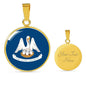 Louisiana State Flag Necklace Stainless Steel or 18k Gold Circle Pendant 18-22" - Express Your Love Gifts