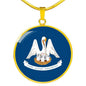Louisiana State Flag Necklace Stainless Steel or 18k Gold Circle Pendant 18-22" - Express Your Love Gifts