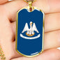 Louisiana Flag Necklace Stainless Steel or 18k Gold Dog Tag 24" Chain - Express Your Love Gifts