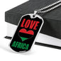 Love Africa Flag Dog Tag Pendant Stainless Steel or 18k Gold 24" Chain - Express Your Love Gifts