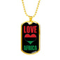 Love Africa Flag Dog Tag Pendant Stainless Steel or 18k Gold 24" Chain - Express Your Love Gifts