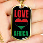 Love Africa Flag Dog Tag Pendant Stainless Steel or 18k Gold 24" Chain - Express Your Love Gifts