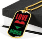Love Africa Flag Dog Tag Pendant Stainless Steel or 18k Gold 24" Chain - Express Your Love Gifts