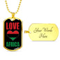 Love Africa Flag Dog Tag Pendant Stainless Steel or 18k Gold 24" Chain - Express Your Love Gifts