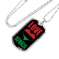 Love Africa Flag Dog Tag Pendant Stainless Steel or 18k Gold 24" Chain - Express Your Love Gifts
