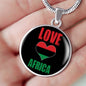 Love Africa Heart Black Pride Circle Pendant Necklace Stainless Steel or 18k Gold 18-22 - Express Your Love Gifts