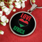 Love Africa Heart Black Pride Circle Pendant Necklace Stainless Steel or 18k Gold 18-22 - Express Your Love Gifts