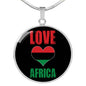 Love Africa Heart Black Pride Circle Pendant Necklace Stainless Steel or 18k Gold 18-22 - Express Your Love Gifts