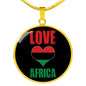 Love Africa Heart Black Pride Circle Pendant Necklace Stainless Steel or 18k Gold 18-22 - Express Your Love Gifts