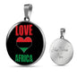 Love Africa Heart Black Pride Circle Pendant Necklace Stainless Steel or 18k Gold 18-22 - Express Your Love Gifts
