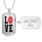 Love Firefighter Dog Tag Stainless Steel or 18k Gold 24" Chain - Express Your Love Gifts