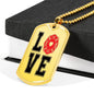 Love Firefighter Dog Tag Stainless Steel or 18k Gold 24" Chain - Express Your Love Gifts