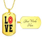 Love Firefighter Dog Tag Stainless Steel or 18k Gold 24" Chain - Express Your Love Gifts