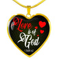 Love Is Of God Necklace Stainless Steel or 18k Gold Heart Pendant 18-22" - Express Your Love Gifts