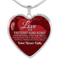 Love Is Patient And It Never Fails Stainless Steel or 18k Gold Heart Pendant Necklace 18-22" - Express Your Love Gifts