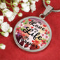 Love Message Circle Necklace Stainless Steel or 18k Gold 18-22" Gift For Her - Express Your Love Gifts