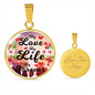 Love Message Circle Necklace Stainless Steel or 18k Gold 18-22" Gift For Her - Express Your Love Gifts