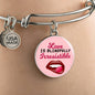 Love Message Love Is Blindfully Irresistible Circle Bangle Bracelet Stainless Steel or 18k Gold" - Express Your Love Gifts