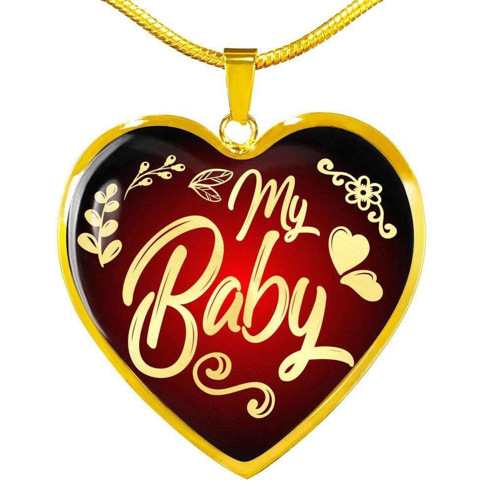 Love Message Necklace My Baby Stainless Steel or 18k Gold Heart Pendant 18-22" - Express Your Love Gifts