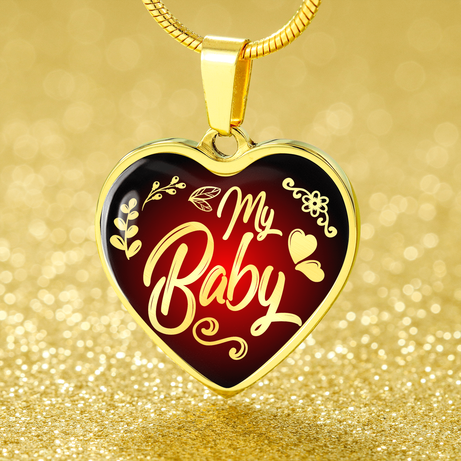 Love Message Necklace My Baby Stainless Steel or 18k Gold Heart Pendant 18-22" - Express Your Love Gifts