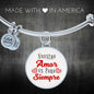 Love Message Nuestro Amor Es Para Siempre Circle Bangle Bracelet Stainless Steel or 18k Gold" - Express Your Love Gifts