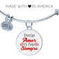 Love Message Nuestro Amor Es Para Siempre Circle Bangle Bracelet Stainless Steel or 18k Gold" - Express Your Love Gifts