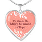 Love Message Tu Amor Es Mio Y Mi Amor Is Tuyo Heart Necklace Stainless Steel or 18k Gold Pendant 18-22" - Express Your Love Gifts