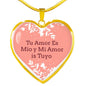 Love Message Tu Amor Es Mio Y Mi Amor Is Tuyo Heart Necklace Stainless Steel or 18k Gold Pendant 18-22" - Express Your Love Gifts