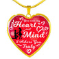 Love Message You Own My Heart And Mind Heart Necklace Stainless Steel or 18k Gold Pendant 18-22" - Express Your Love Gifts