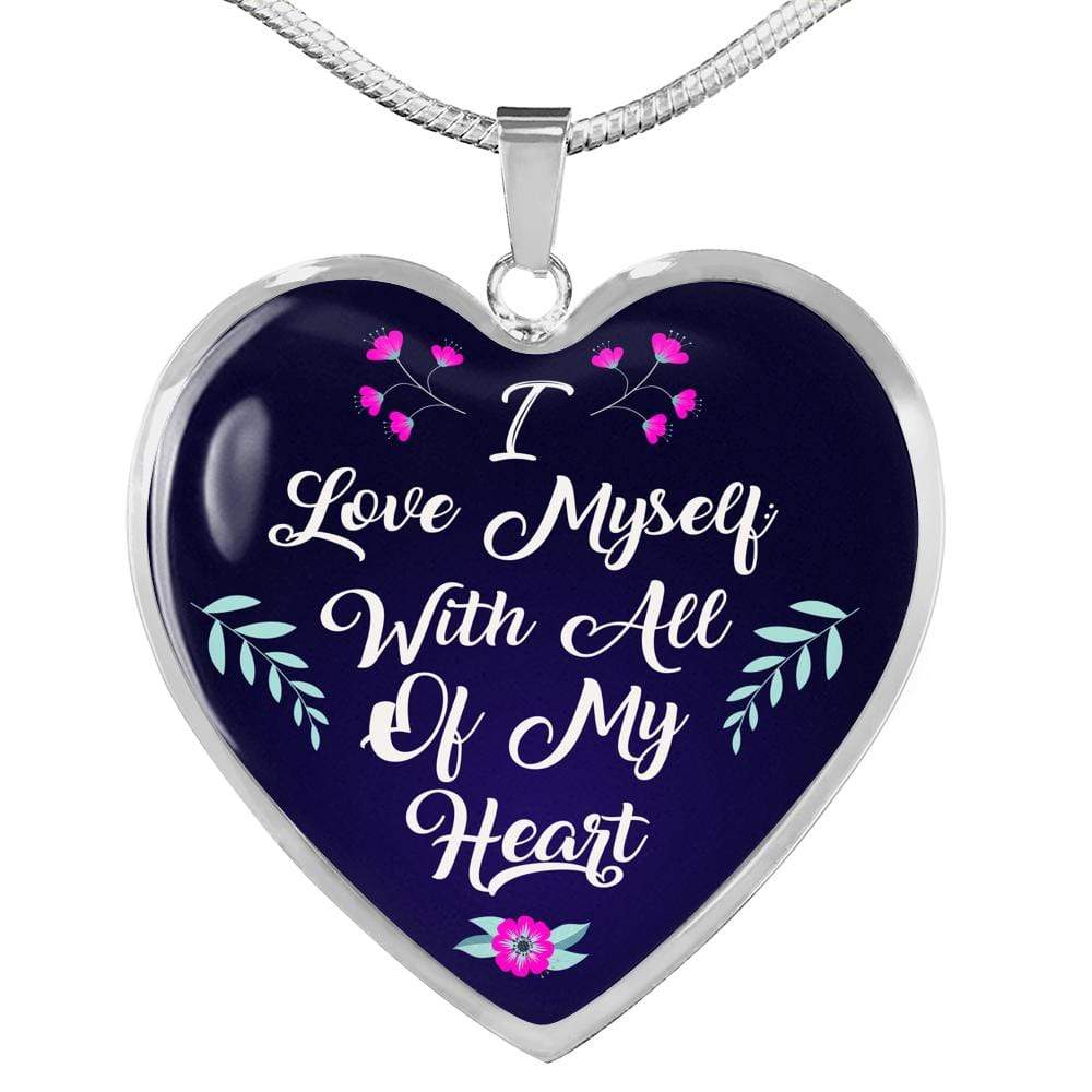 Love Myself Necklace Stainless Steel or 18k Gold Heart Pendant 18-22" - Express Your Love Gifts